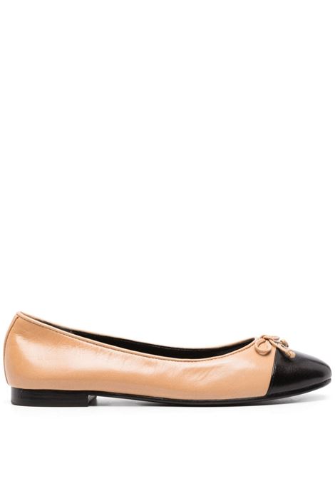 Black and beige bow-detail ballerina shoes - TORY BURCH -  women